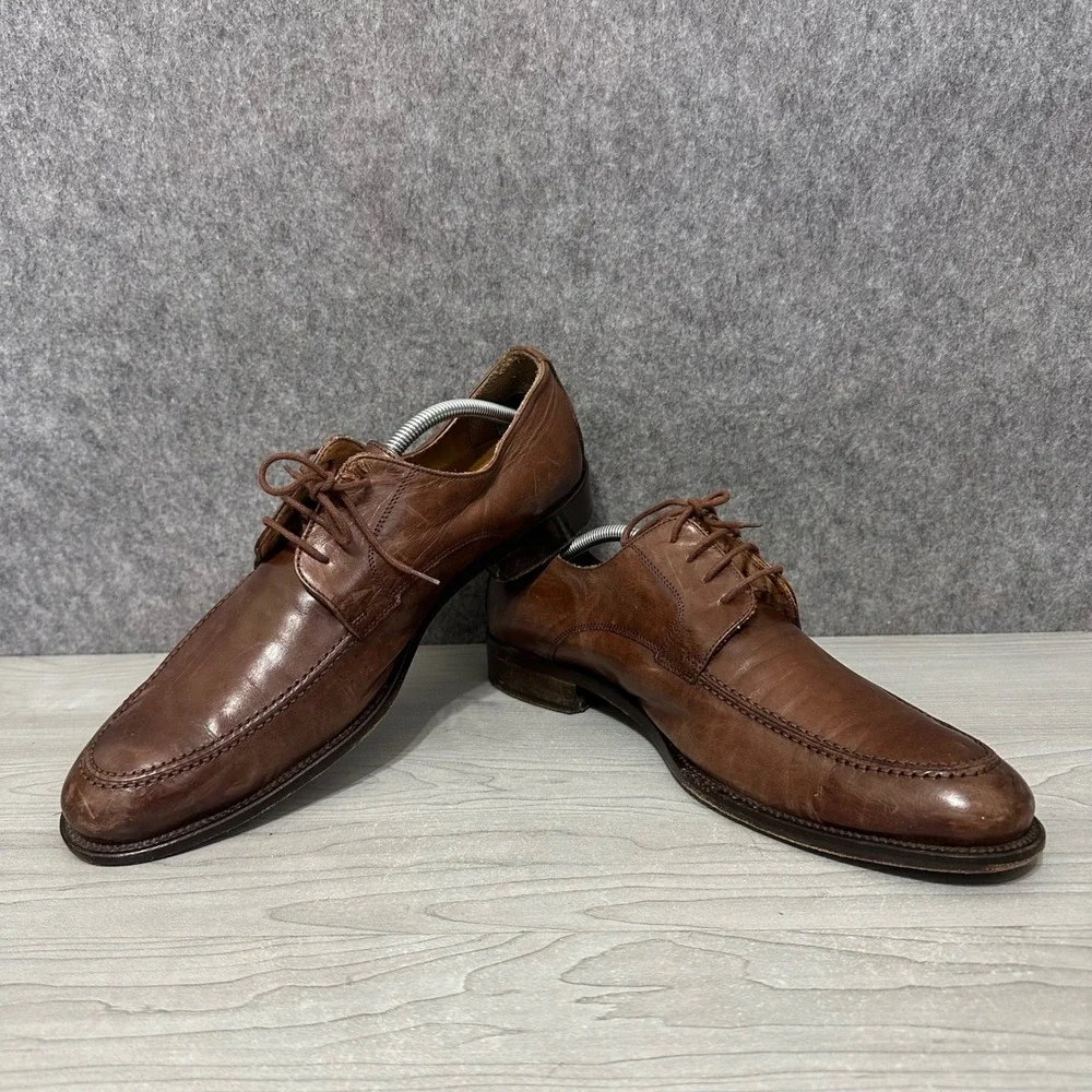 Mercanti Fiorentini Apron Toe Derby Mens 12 Brown Leather Dress Shoes 5559 Italy